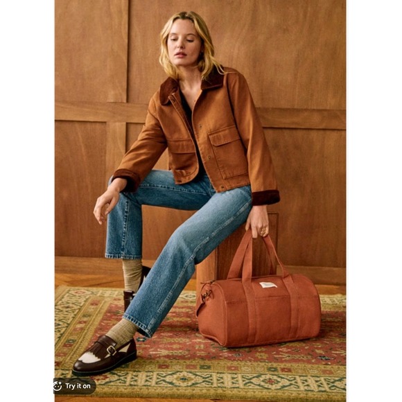 Sezane Jackets & Blazers - Sézane Womens Brown Marion Cropped Button Up Jacket Size 36/Small 100% Cotton